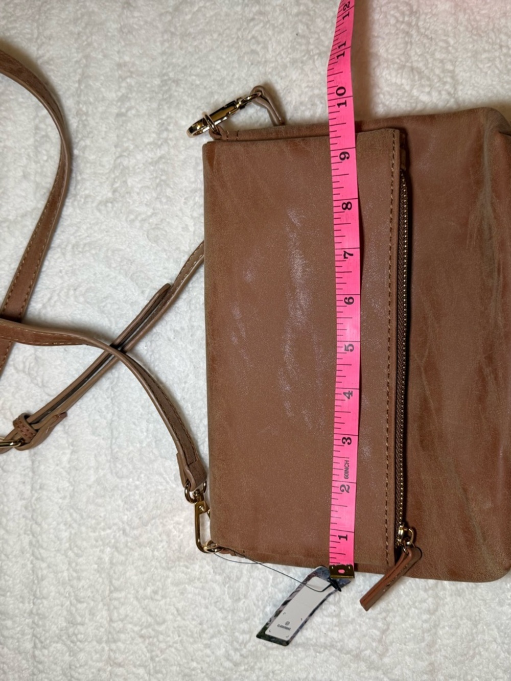 Tan Crossbody Bag with Front Zip Flap - Women’s Crossbody - Picture 6 of 12